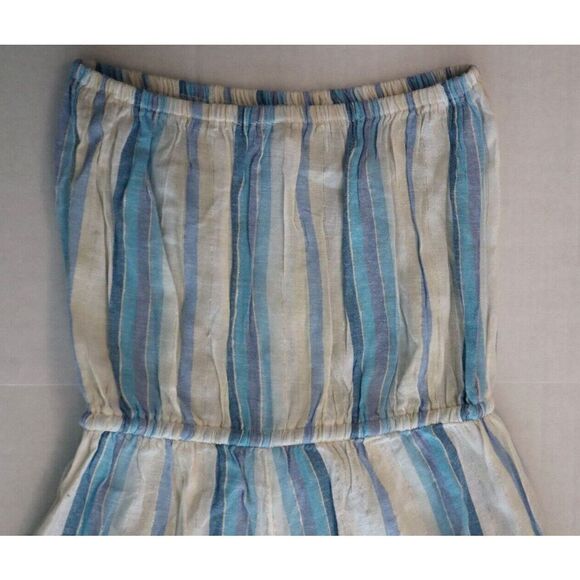 Elan NR-DVR7095 Women's Sz M White/Blue Striped Strapless Coulotte Jumpsuit - Picture 8 of 8